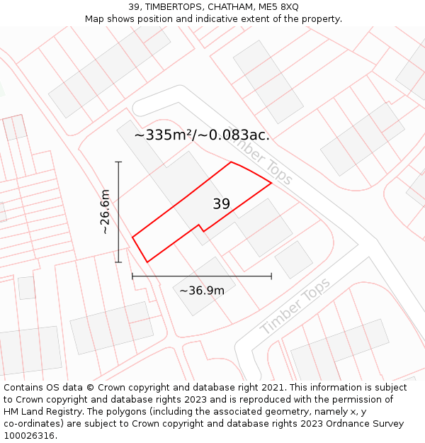 39, TIMBERTOPS, CHATHAM, ME5 8XQ: Plot and title map