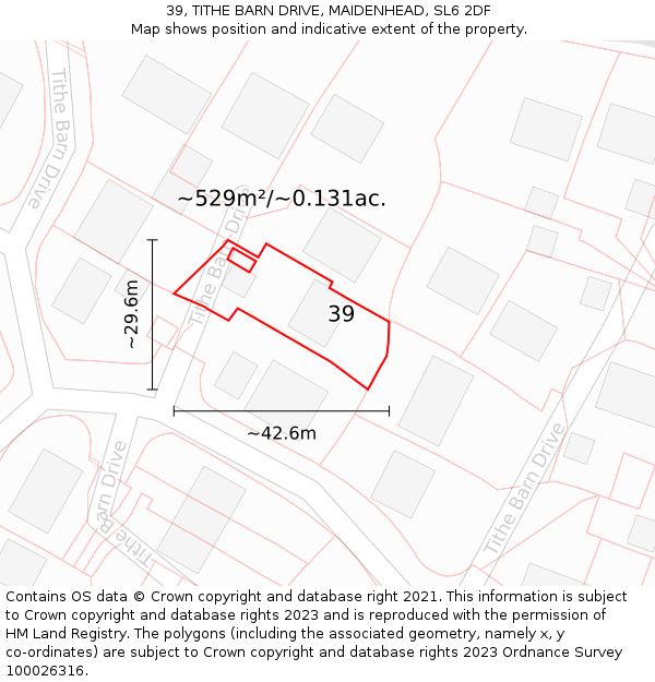 39, TITHE BARN DRIVE, MAIDENHEAD, SL6 2DF: Plot and title map