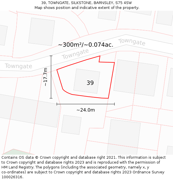 39, TOWNGATE, SILKSTONE, BARNSLEY, S75 4SW: Plot and title map