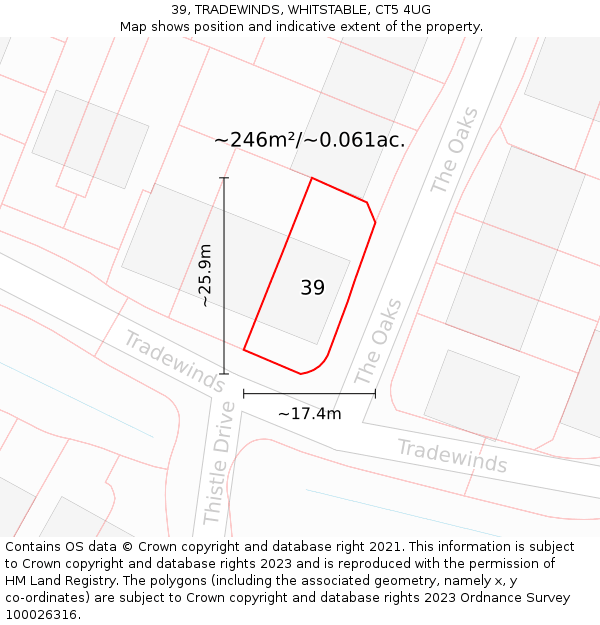 39, TRADEWINDS, WHITSTABLE, CT5 4UG: Plot and title map