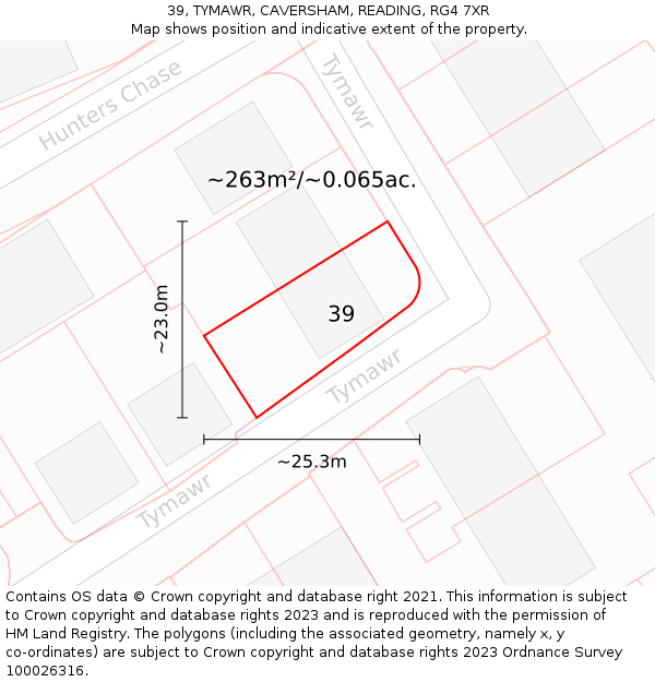39, TYMAWR, CAVERSHAM, READING, RG4 7XR: Plot and title map