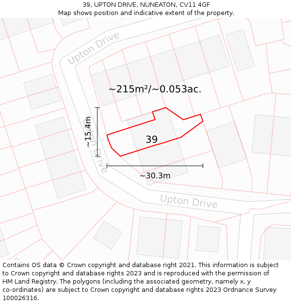39, UPTON DRIVE, NUNEATON, CV11 4GF: Plot and title map