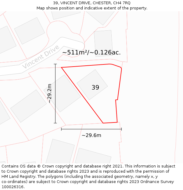 39, VINCENT DRIVE, CHESTER, CH4 7RQ: Plot and title map