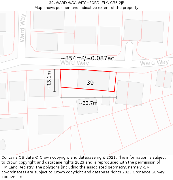 39, WARD WAY, WITCHFORD, ELY, CB6 2JR: Plot and title map