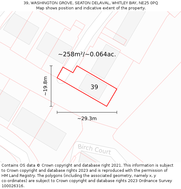 39, WASHINGTON GROVE, SEATON DELAVAL, WHITLEY BAY, NE25 0PQ: Plot and title map