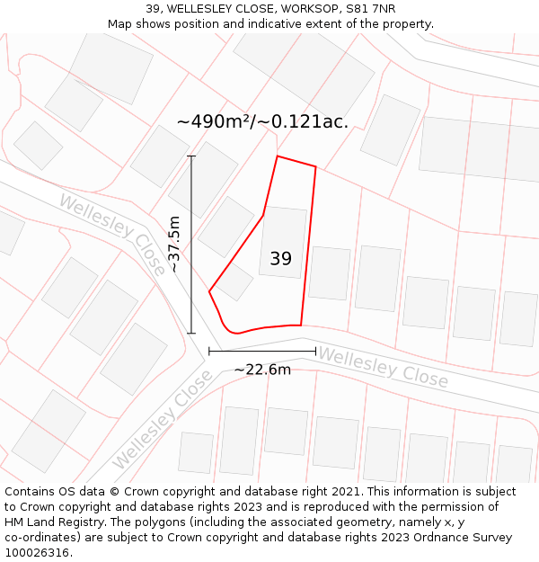 39, WELLESLEY CLOSE, WORKSOP, S81 7NR: Plot and title map