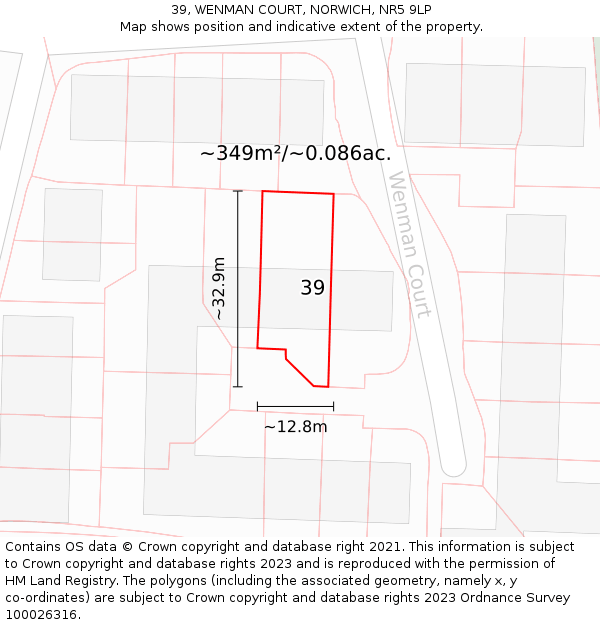 39, WENMAN COURT, NORWICH, NR5 9LP: Plot and title map