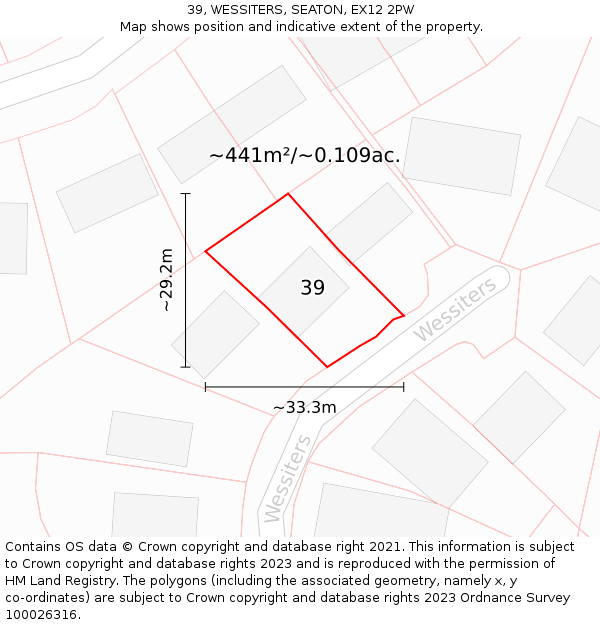 39, WESSITERS, SEATON, EX12 2PW: Plot and title map