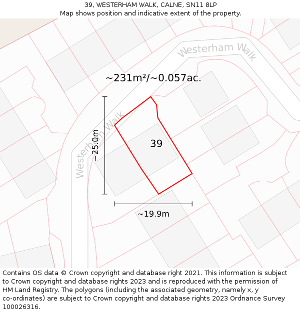 39, WESTERHAM WALK, CALNE, SN11 8LP: Plot and title map