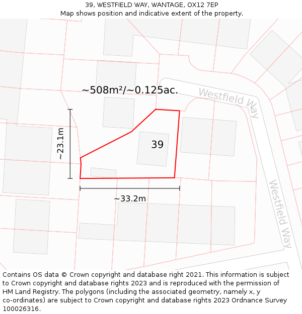 39, WESTFIELD WAY, WANTAGE, OX12 7EP: Plot and title map
