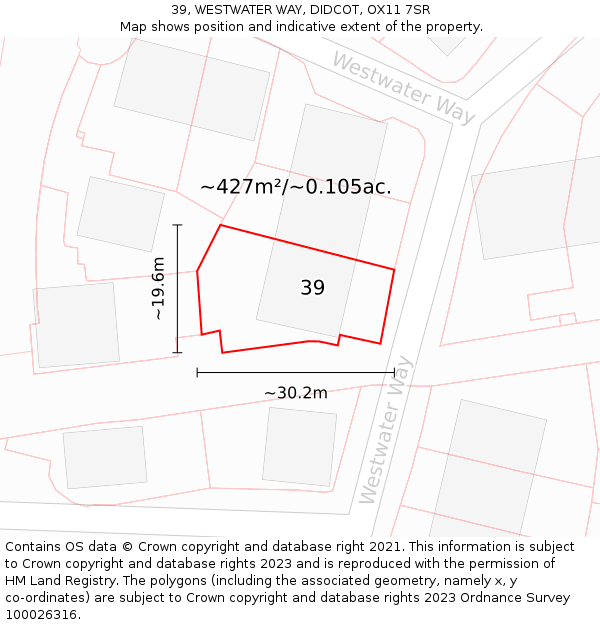 39, WESTWATER WAY, DIDCOT, OX11 7SR: Plot and title map
