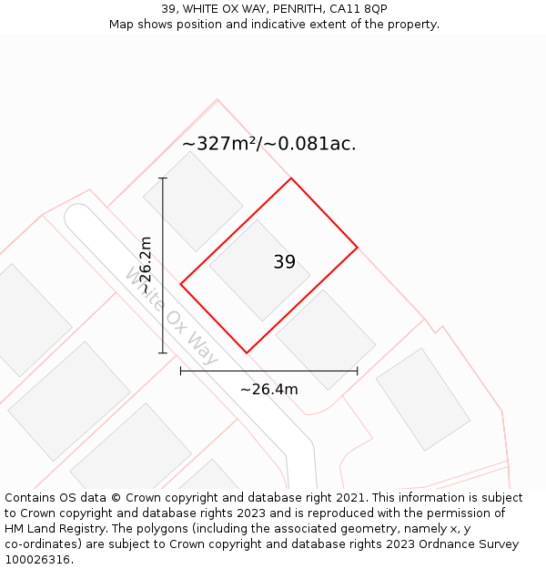 39, WHITE OX WAY, PENRITH, CA11 8QP: Plot and title map