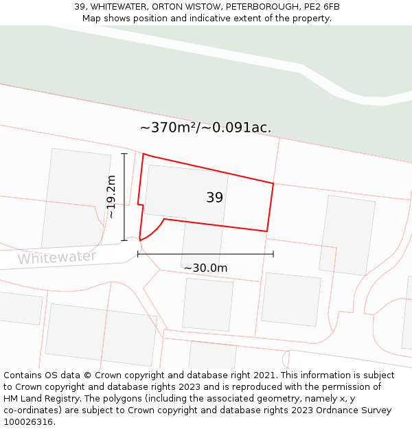 39, WHITEWATER, ORTON WISTOW, PETERBOROUGH, PE2 6FB: Plot and title map