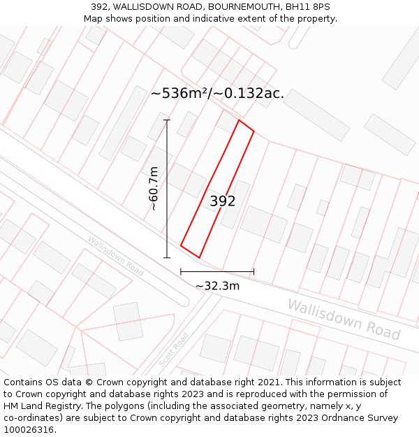 392, WALLISDOWN ROAD, BOURNEMOUTH, BH11 8PS: Plot and title map