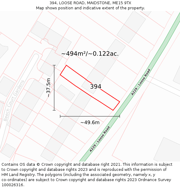 394, LOOSE ROAD, MAIDSTONE, ME15 9TX: Plot and title map