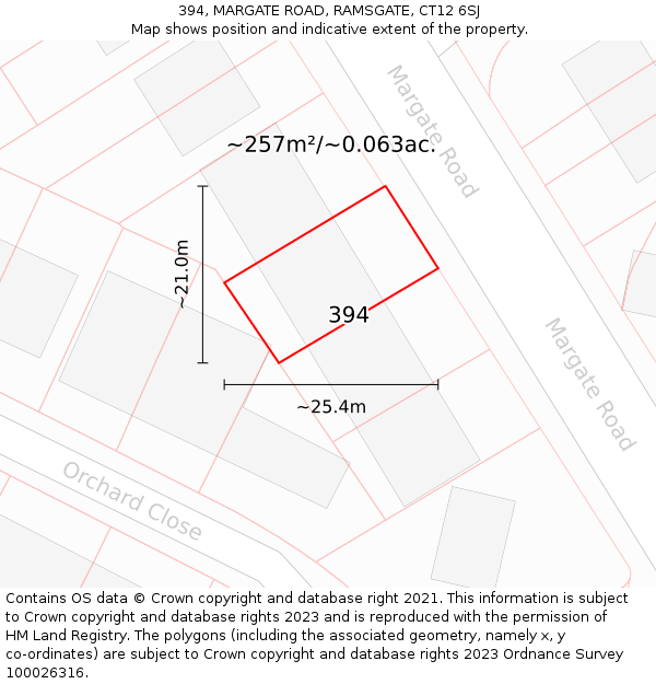 394, MARGATE ROAD, RAMSGATE, CT12 6SJ: Plot and title map