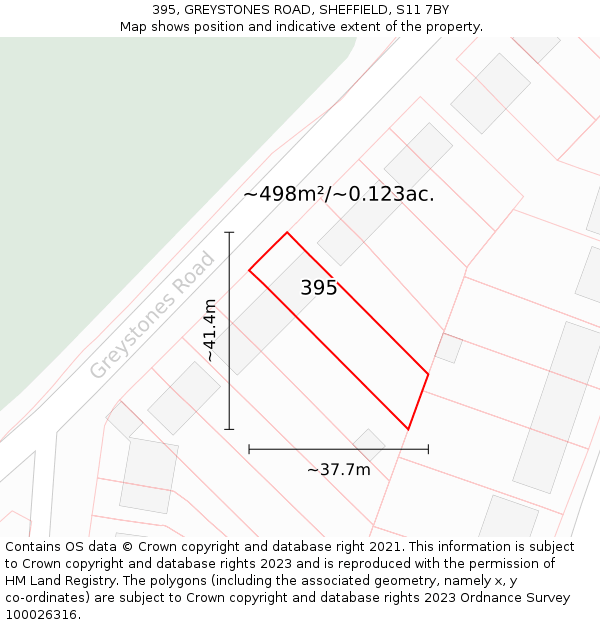 395, GREYSTONES ROAD, SHEFFIELD, S11 7BY: Plot and title map