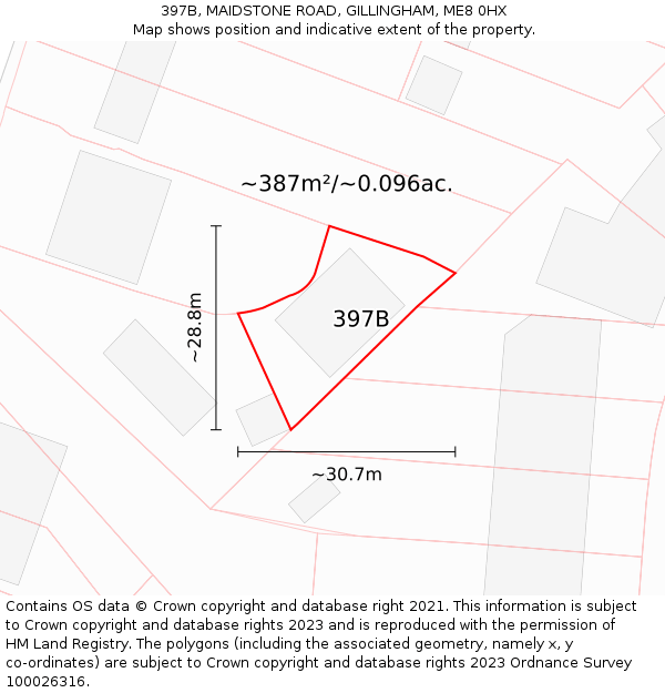 397B, MAIDSTONE ROAD, GILLINGHAM, ME8 0HX: Plot and title map