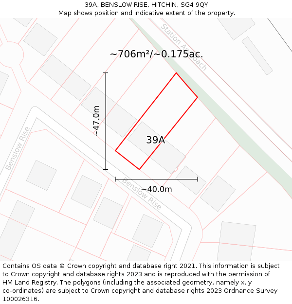 39A, BENSLOW RISE, HITCHIN, SG4 9QY: Plot and title map