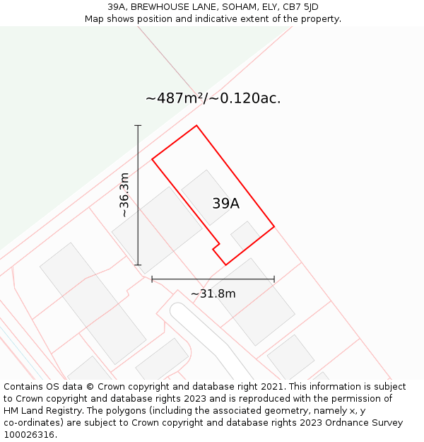 39A, BREWHOUSE LANE, SOHAM, ELY, CB7 5JD: Plot and title map