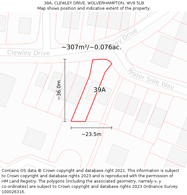 39A, CLEWLEY DRIVE, WOLVERHAMPTON, WV9 5LB: Plot and title map