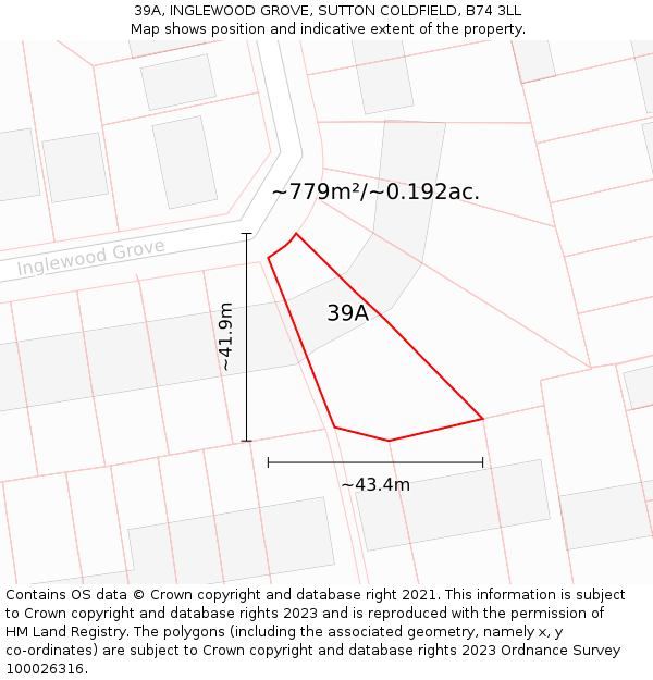39A, INGLEWOOD GROVE, SUTTON COLDFIELD, B74 3LL: Plot and title map