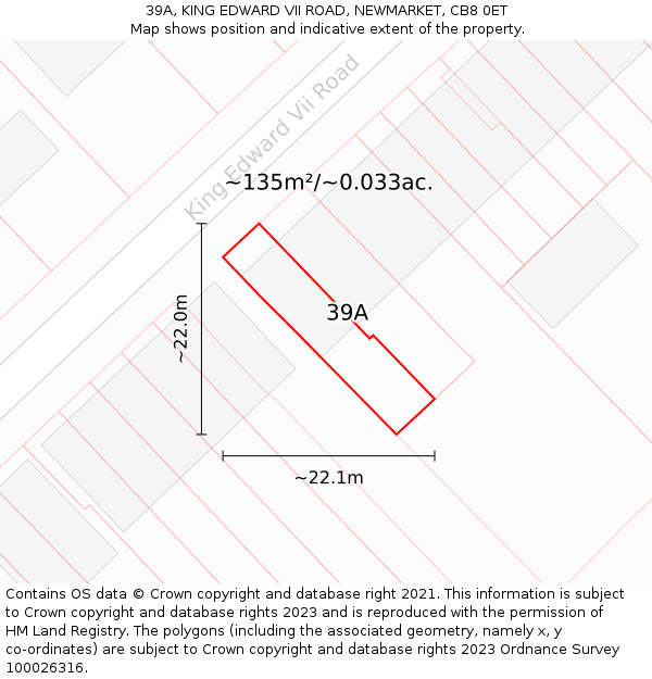 39A, KING EDWARD VII ROAD, NEWMARKET, CB8 0ET: Plot and title map