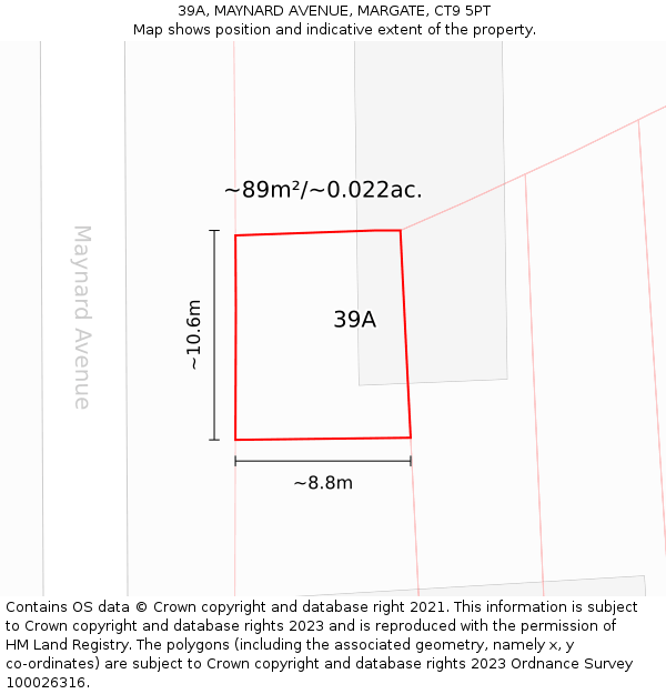 39A, MAYNARD AVENUE, MARGATE, CT9 5PT: Plot and title map