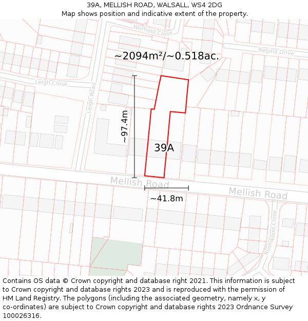 39A, MELLISH ROAD, WALSALL, WS4 2DG: Plot and title map