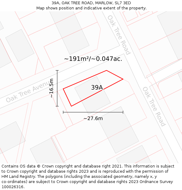 39A, OAK TREE ROAD, MARLOW, SL7 3ED: Plot and title map