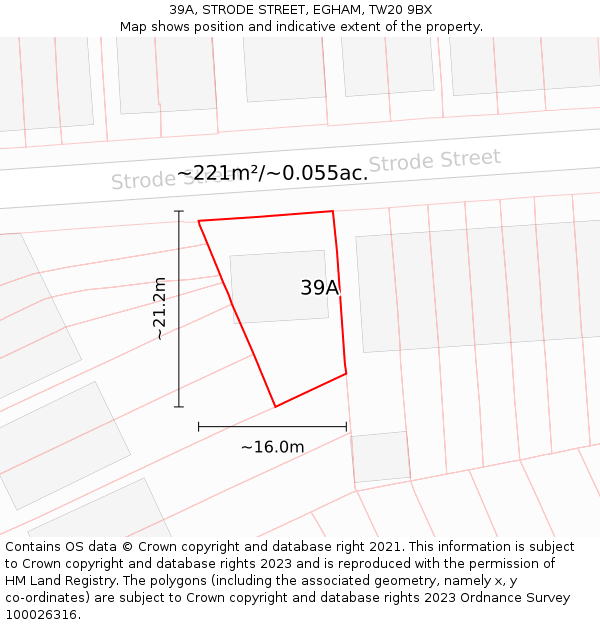 39A, STRODE STREET, EGHAM, TW20 9BX: Plot and title map