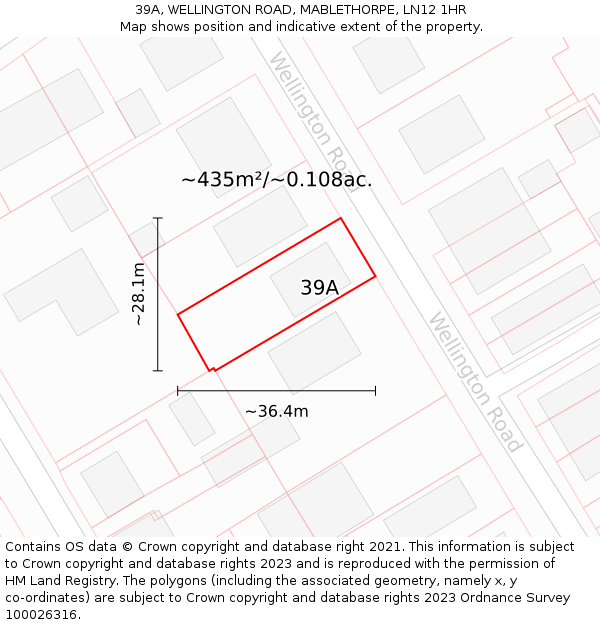 39A, WELLINGTON ROAD, MABLETHORPE, LN12 1HR: Plot and title map