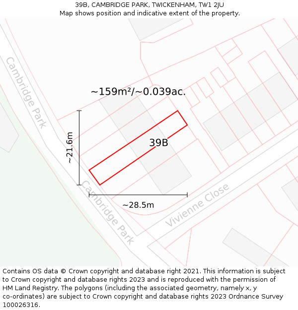 39B, CAMBRIDGE PARK, TWICKENHAM, TW1 2JU: Plot and title map