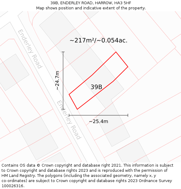 39B, ENDERLEY ROAD, HARROW, HA3 5HF: Plot and title map