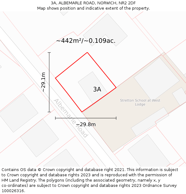 3A, ALBEMARLE ROAD, NORWICH, NR2 2DF: Plot and title map