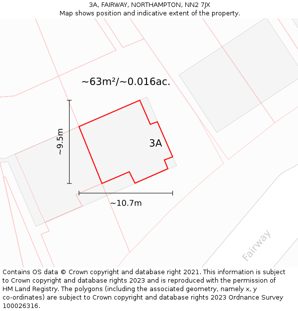 3A, FAIRWAY, NORTHAMPTON, NN2 7JX: Plot and title map