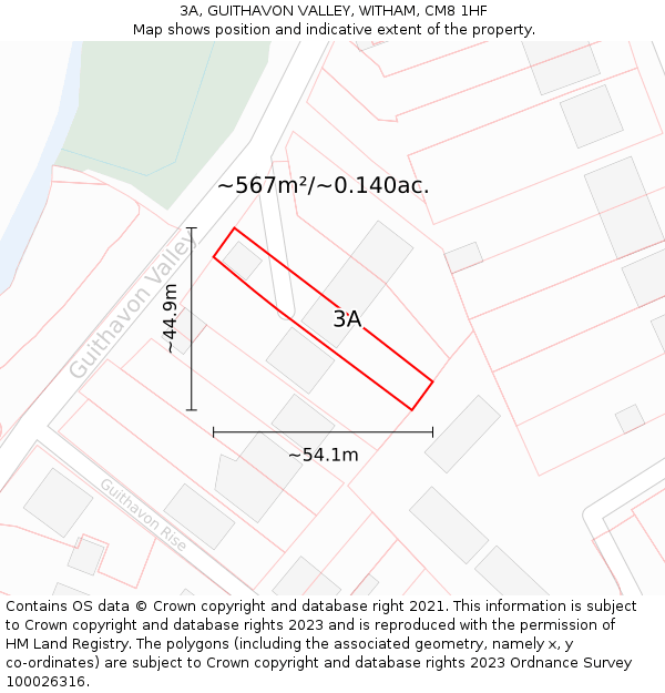 3A, GUITHAVON VALLEY, WITHAM, CM8 1HF: Plot and title map