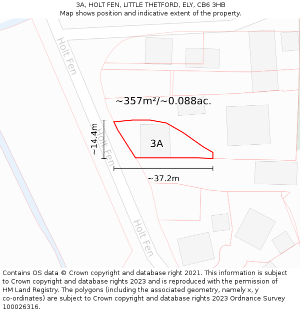 3A, HOLT FEN, LITTLE THETFORD, ELY, CB6 3HB: Plot and title map