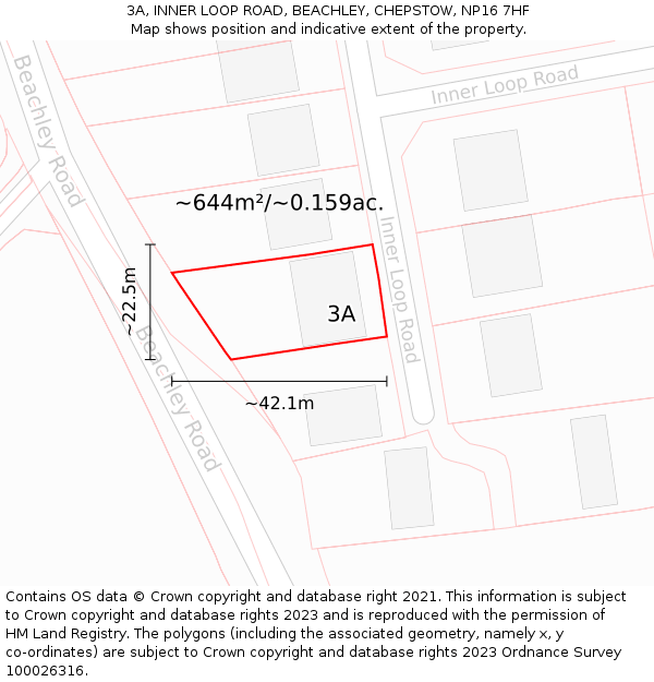 3A, INNER LOOP ROAD, BEACHLEY, CHEPSTOW, NP16 7HF: Plot and title map