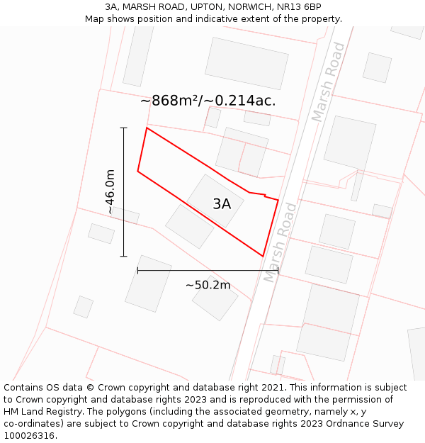 3A, MARSH ROAD, UPTON, NORWICH, NR13 6BP: Plot and title map
