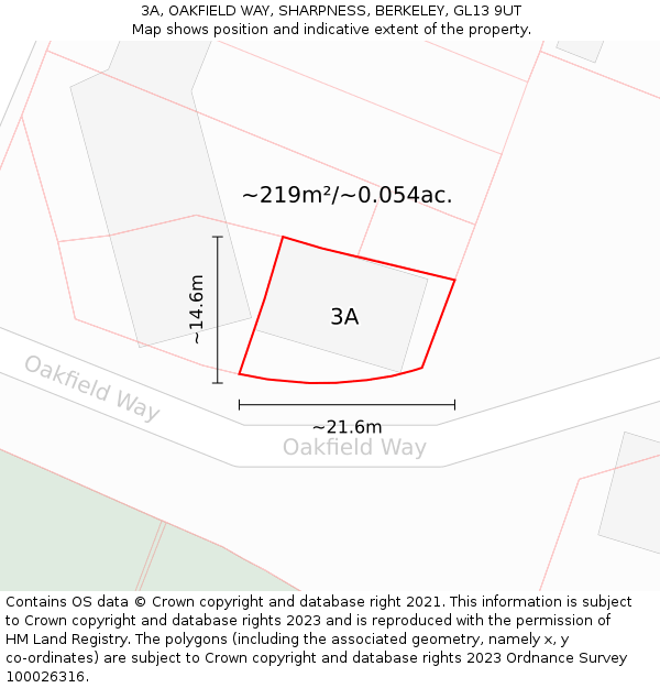 3A, OAKFIELD WAY, SHARPNESS, BERKELEY, GL13 9UT: Plot and title map