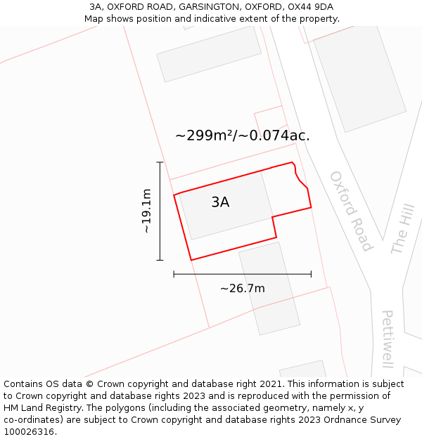 3A, OXFORD ROAD, GARSINGTON, OXFORD, OX44 9DA: Plot and title map