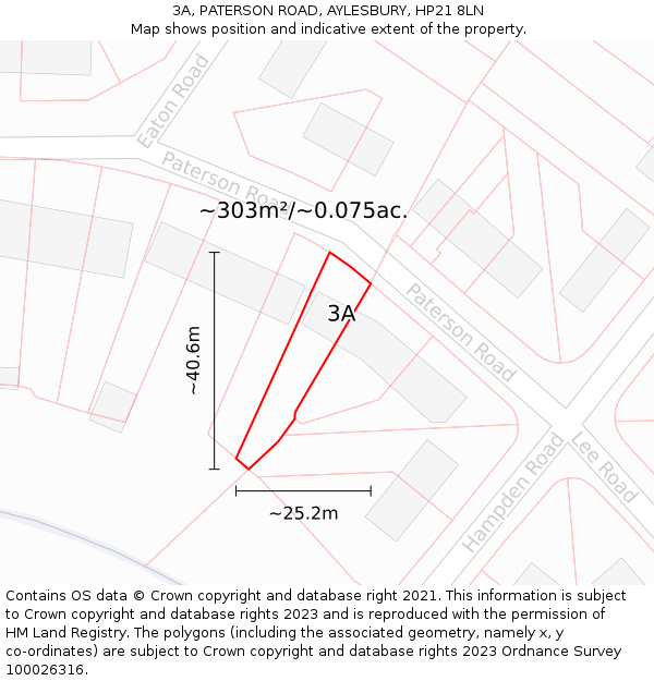 3A, PATERSON ROAD, AYLESBURY, HP21 8LN: Plot and title map