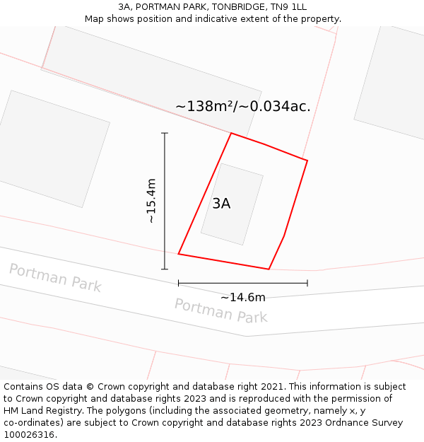 3A, PORTMAN PARK, TONBRIDGE, TN9 1LL: Plot and title map