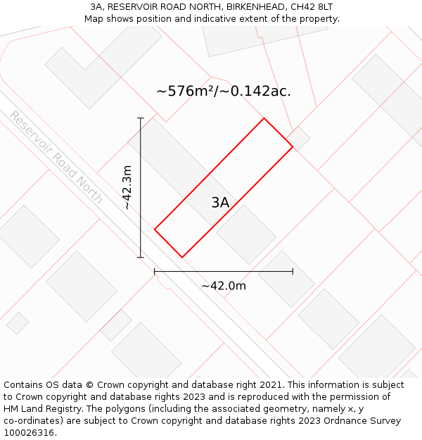 3A, RESERVOIR ROAD NORTH, BIRKENHEAD, CH42 8LT: Plot and title map