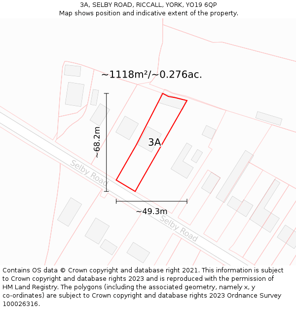 3A, SELBY ROAD, RICCALL, YORK, YO19 6QP: Plot and title map