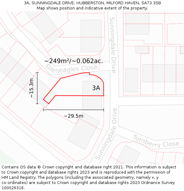 3A, SUNNINGDALE DRIVE, HUBBERSTON, MILFORD HAVEN, SA73 3SB: Plot and title map