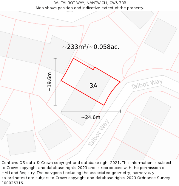 3A, TALBOT WAY, NANTWICH, CW5 7RR: Plot and title map
