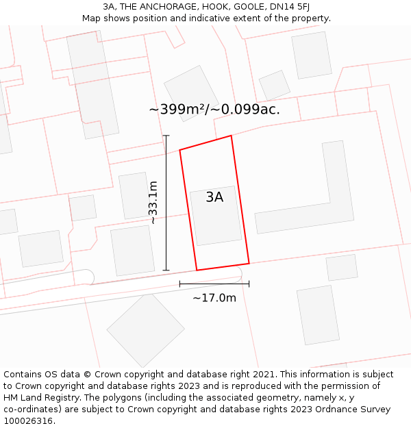 3A, THE ANCHORAGE, HOOK, GOOLE, DN14 5FJ: Plot and title map