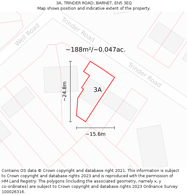 3A, TRINDER ROAD, BARNET, EN5 3EQ: Plot and title map